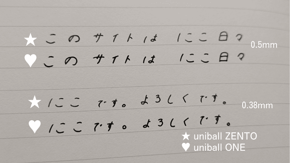 uniballone/zento書き比べ